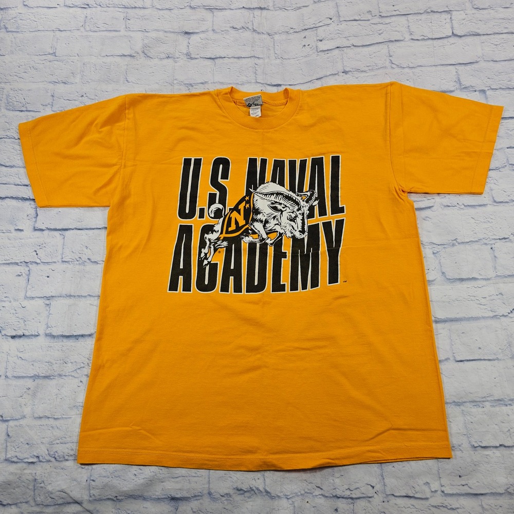 Naval Academy Gift Shop T-Shirt MENS XXL Gold Bill The Goat USA Made Cotton VTG